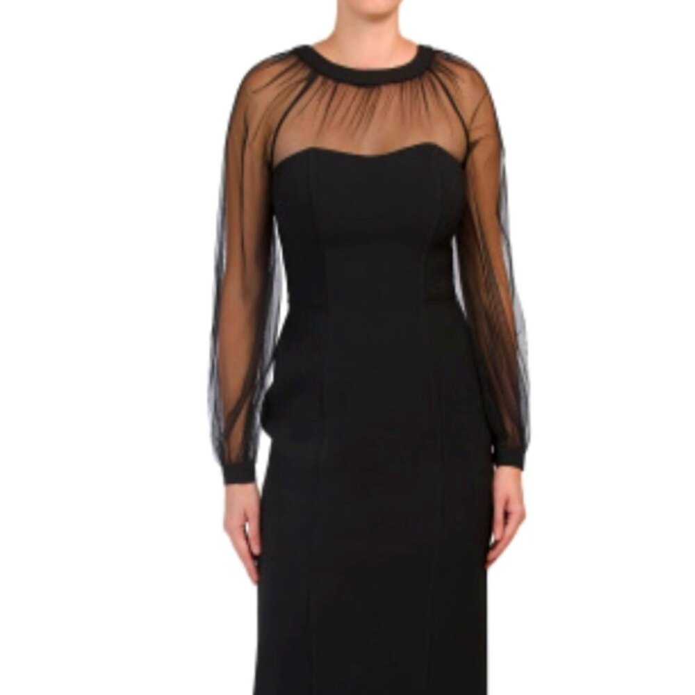 MAGGY LONDON Long Sleeve Illusion Dress